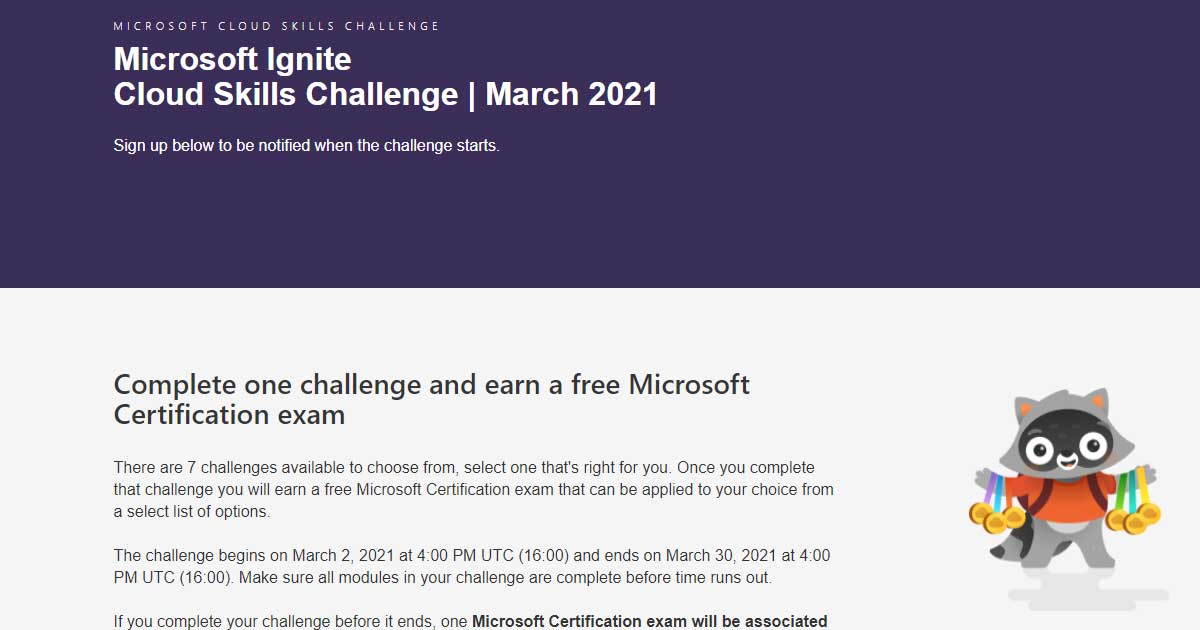Microsoft Ignite – March 2021. Cloud Skills Challenge